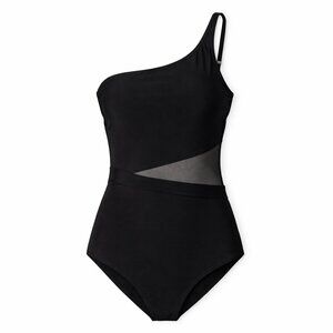 BLEU ROD BEATTIE One Shoulder Black One-Piece Swimsuit Size 8